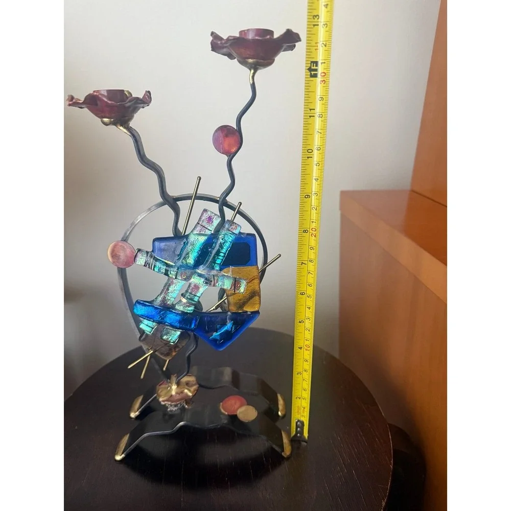 Gary Rosenthal Abstract Metal Art‎ Candle Holder dreidel design Hannukah Judaica